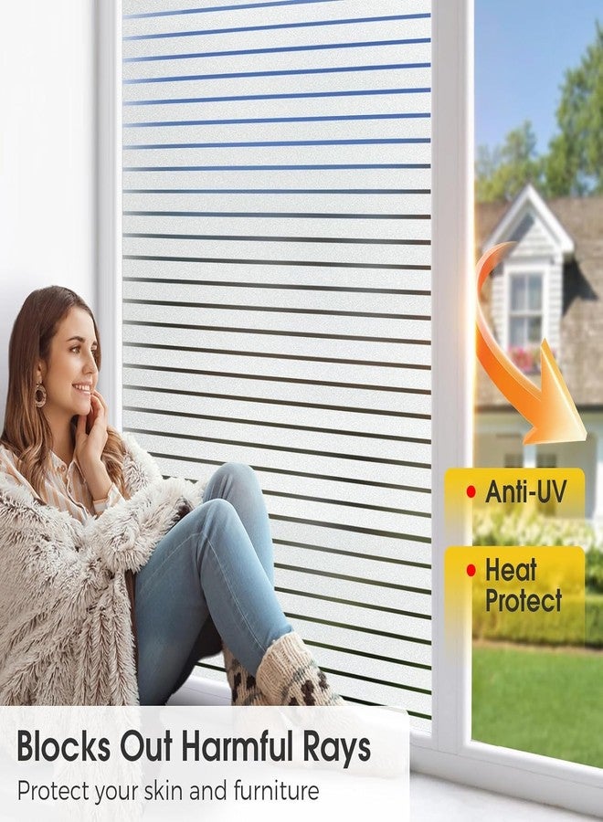 HOME13 Window Privacy Film Frosted Window Glass Film Static Cling Removable Decorative Sun Blocking Window Sticker for Home, Office (24 by 75 Inch, Stripe_Frosted) - Image 4